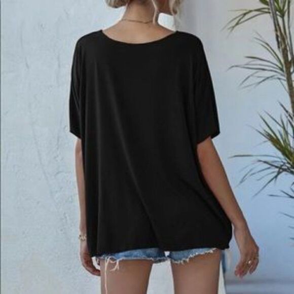Boho oversized v neck short sleeve tee - Picture 3 of 7